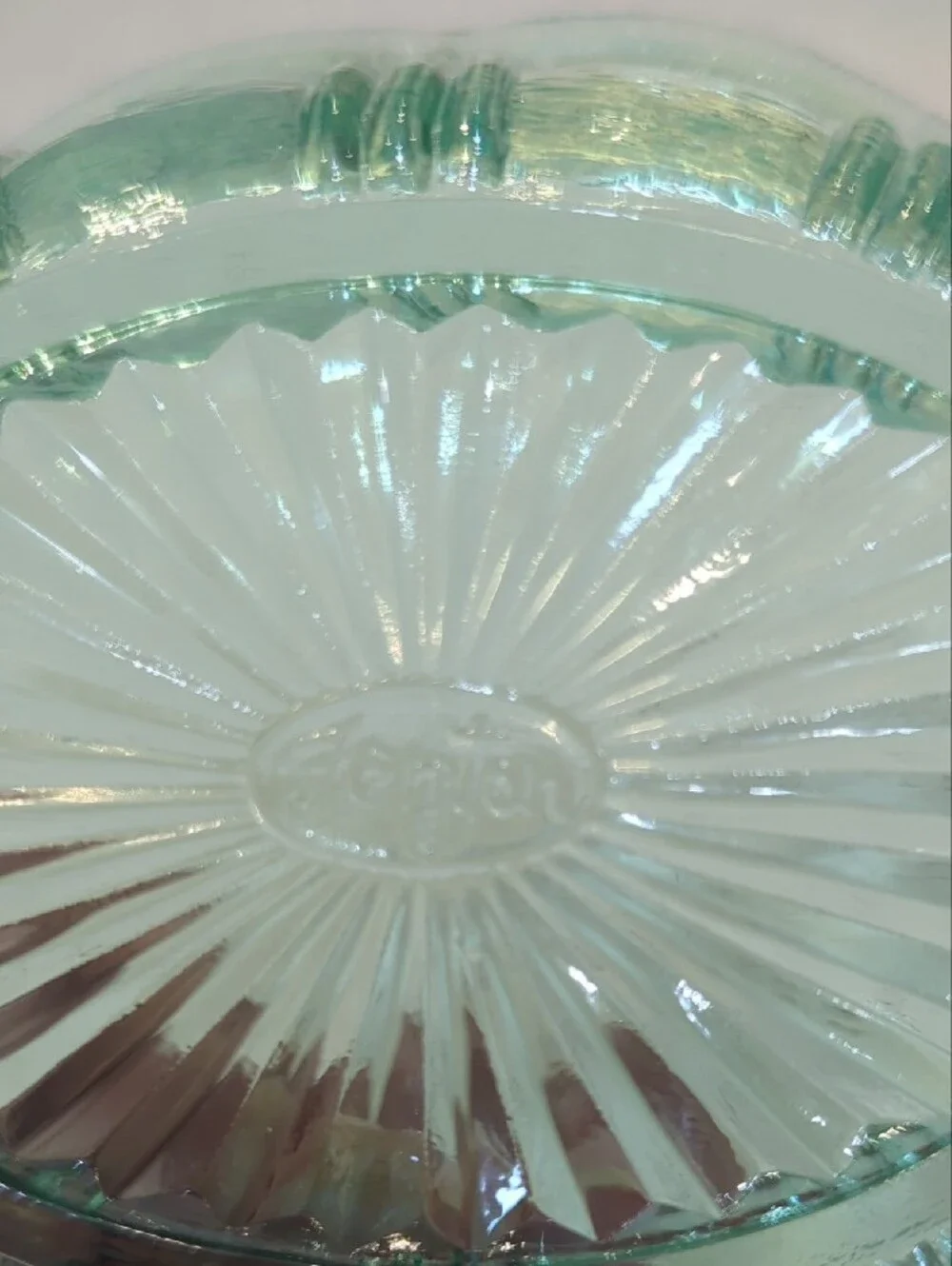 Vintage Fenton Green Glass Hen on Nest Dish Stamped Fenton